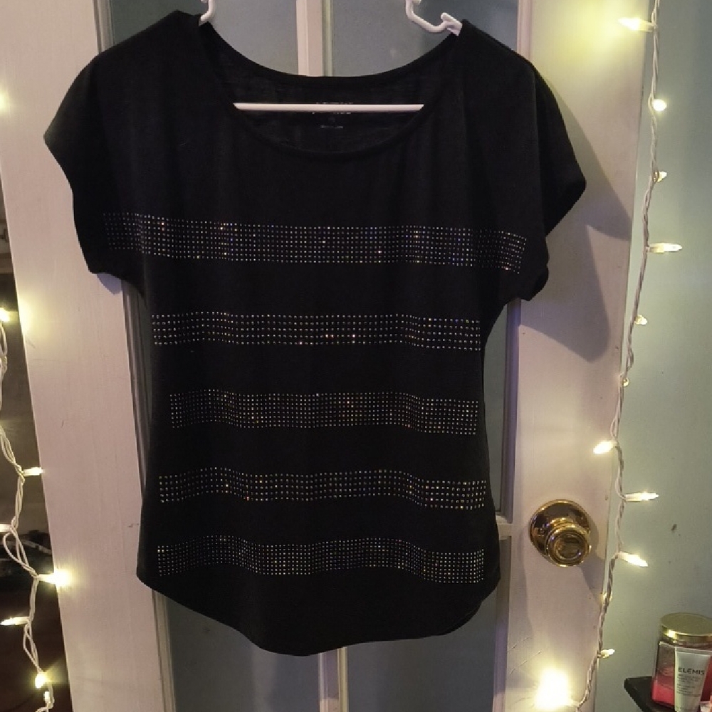 Apt. 9 Black Studded Short Sleeve Top